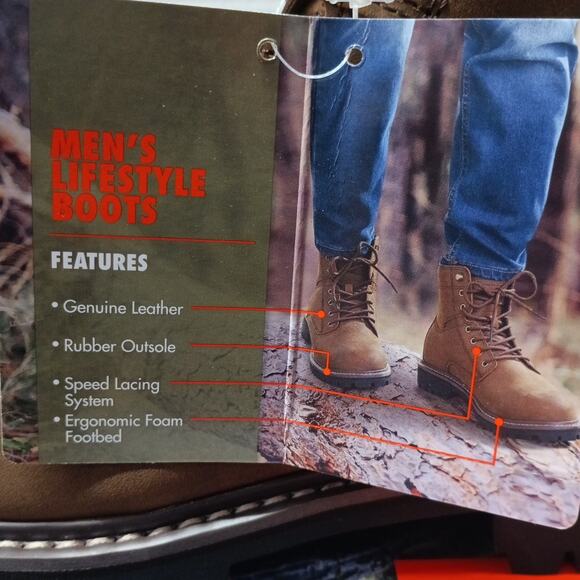 Ozark Trail Men's Range Clean Toe Mountain Hiking Boots Size 10.5 Brown Leather - Picture 4 of 8